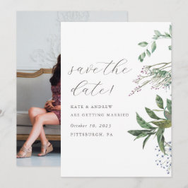 シンプルなグリーンミードウェディングフォト セーブザデート