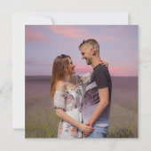 シンプルなグリーンラベンダー写真スクエア結婚式 (裏面)