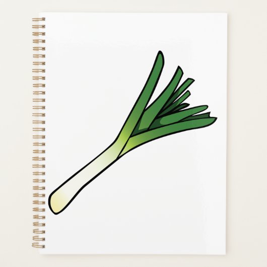 シンプルなグリーンリーキ野菜 プランナー手帳 (正面)