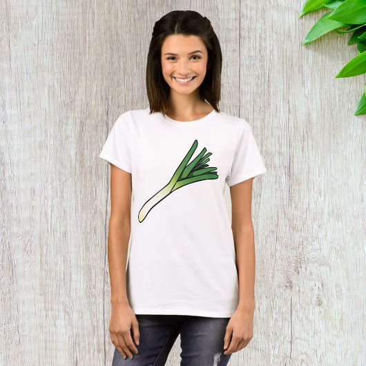 シンプルなグリーンリーク野菜 Tシャツ