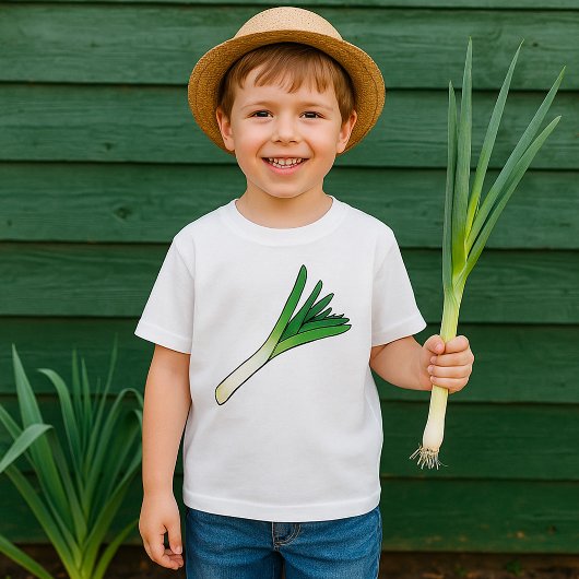 シンプルなグリーンリーク野菜 Tシャツ
