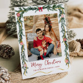 シンプルなグリーンリース メリークリスマス 1枚の写真 シーズンカード