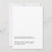 シンプルなグリーン幾何学 オンライン バーチャルウェディング 招待状 (裏面)