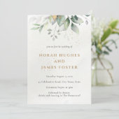 シンプルなグリーン＆ゴールドの葉の結婚式招待状 招待状 (スタンド正面)