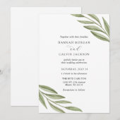 シンプルなグリーン ブランチ ウェディング 招待状 (正面/裏面)