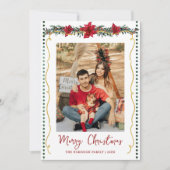 シンプルなグリーン ポインセチア メリークリスマス 1枚の写真 シーズンカード (正面)
