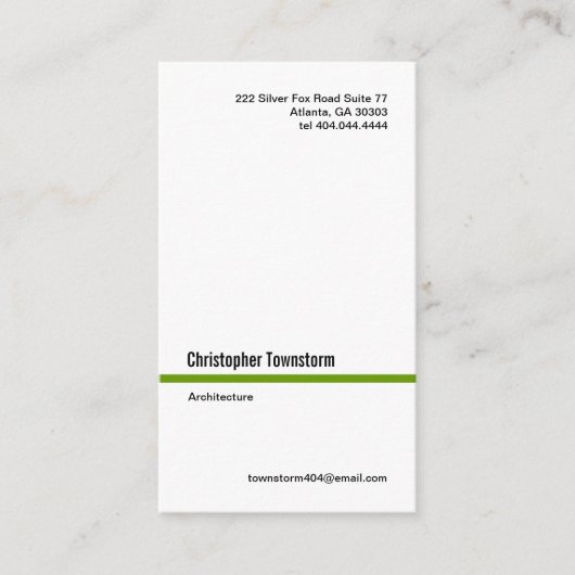 シンプルなグリーン・ライン縦の名刺 名刺 (正面)