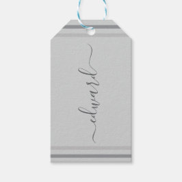 シンプルなグレイのカスタムネーム ギフトタグ