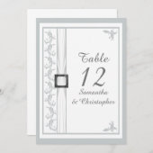 シンプルなグレーとホワイトのダマスク結婚式テーブルナンバー 招待状 (正面/裏面)