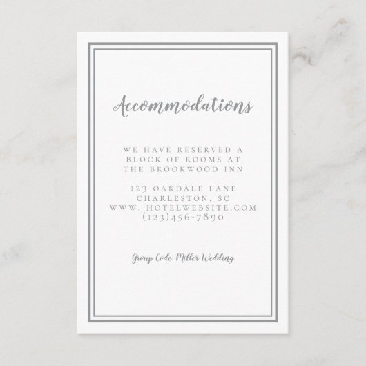 シンプルなグレーのケース 詳細 ウェディング エンクロージャーカード (正面)