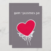 シンプルなグレーのバレンタインデーのカードに赤いハート シーズンカード (正面/裏面)