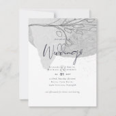シンプルなグレーの白の結婚式招待状　低コスト　予算内で 招待状 (正面)