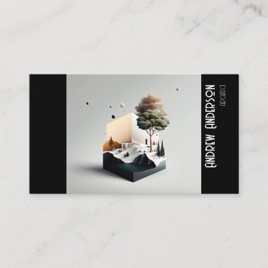 シンプルなグレーの黒の写真建築家 名刺 (正面)