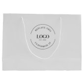 シンプルなグレーカスタムビジネス ロゴ ラージペーパーバッグ (裏面)