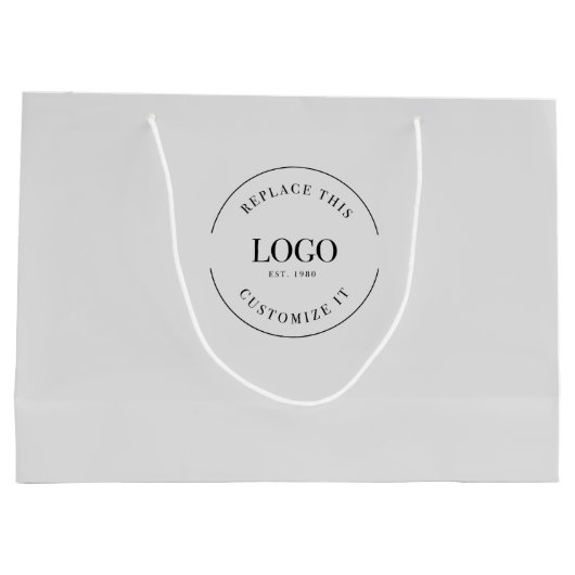 シンプルなグレーカスタムビジネス ロゴ ラージペーパーバッグ (裏面)