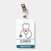 シンプルなグレー看護用聴診器 バッジ (裏面 （クリップ付）)