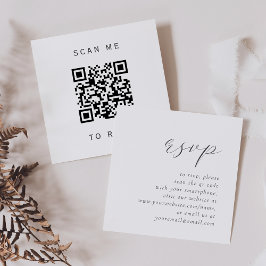 シンプルなグレー・スクリプトの結婚式QRコードRSVP エンクロージャーカード