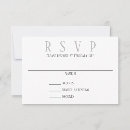 シンプルなグレー デザイン - RSVP 招待状 (正面)