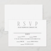 シンプルなグレー デザイン - RSVP/食事の選択 招待状 (正面/裏面)