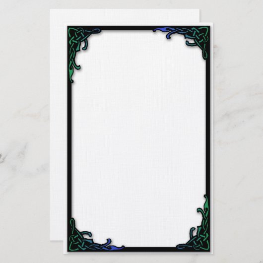 シンプルなケルト結び目模様のボーダー 便箋 (正面/裏面)