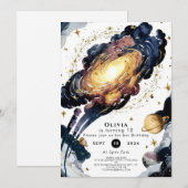 シンプルなコメット宇宙誕生日 招待状 (正面/裏面)