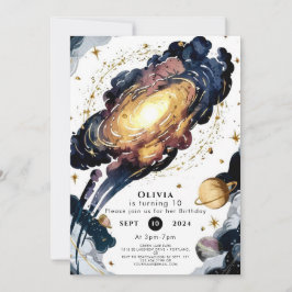 シンプルなコメット宇宙誕生日 招待状