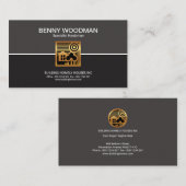 シンプルなコラムの金ゴールドの家場面便利屋サービス 名刺 (正面/裏面)