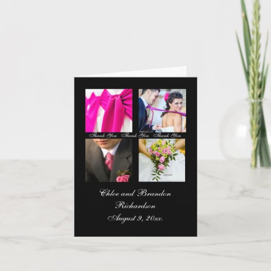 シンプルなコラージュのサンキューカード(黒) サンキューカード (正面)