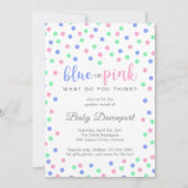 シンプルなコンフェッティー かわいい 性別発表 招待状 (正面)