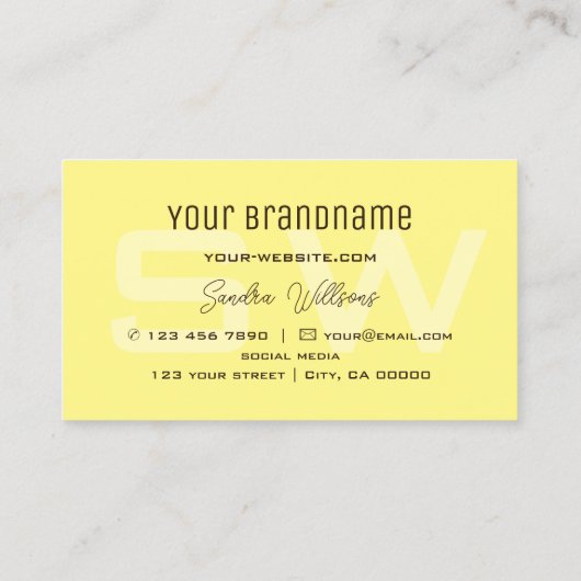 シンプルなコーヒーブラウンクリームとモノグラムとロゴ 名刺 (裏面)