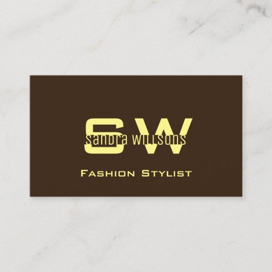 シンプルなコーヒーブラウンクリームとモノグラムと写真 名刺 (正面)