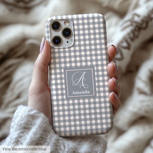 シンプルなコーラルグレイiPhoneケース 名前モノグラム Case-Mate iPhoneケース