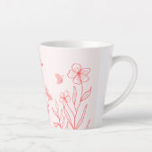 シンプルなコーラルピンクの植物学 カフェラテマグ (右)