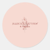 シンプルなコーラル ウォーターカラー フラワー リハーサル ディナー ラウンドシール (正面)