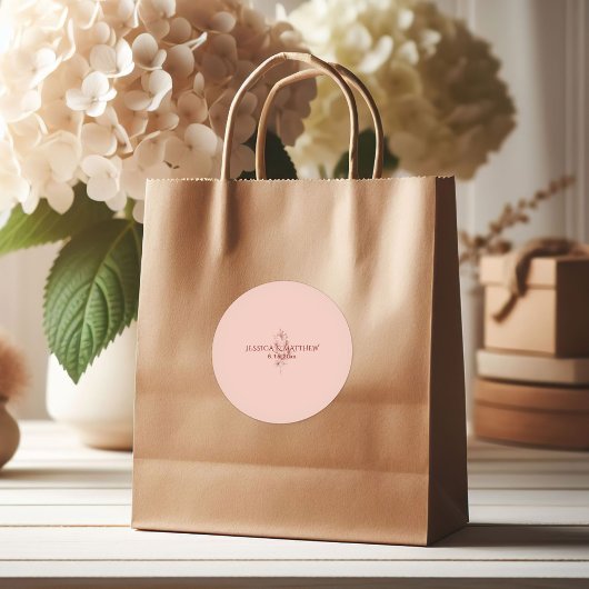 シンプルなコーラル ウォーターカラー フラワー リハーサル ディナー ラウンドシール