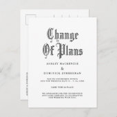 シンプルなゴシックスタイルの結婚式延期のお知らせ 変更 案内ポストカード (正面/裏面)