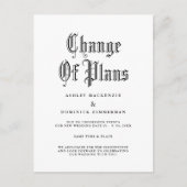 シンプルなゴシックスタイルの結婚式延期のお知らせ 変更 案内ポストカード (正面)