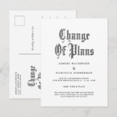 シンプルなゴシックスタイルの結婚式延期のお知らせ 更新情報 案内ポストカード (正面/裏面)