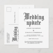 シンプルなゴシックスタイルの結婚式延期のお知らせ 案内ポストカード (正面/裏面)