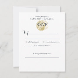 シンプルなゴールデン シー シェルとディープ プルシアン ブルー 出欠カード