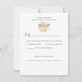 シンプルなゴールデン シー シェルとディープ プルシアン ブルー 出欠カード