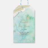 シンプルなゴールドとグリーンのミニマルベビーシャワー ギフトタグ (正面)