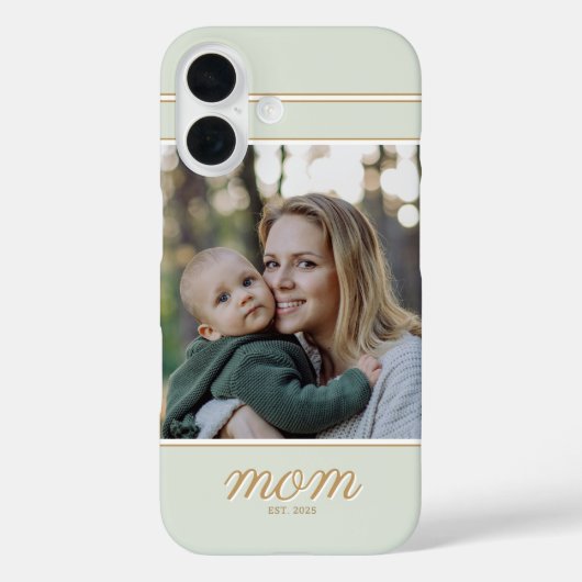 シンプルなゴールドとセージグリーンの母の日フォト Case-Mate iPhoneケース (裏面)
