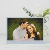 シンプルなゴールドとブルーのブロック写真 Save The Date セーブザデート (スタンド正面)