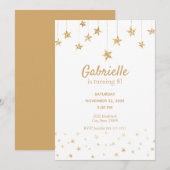 シンプルなゴールドとホワイトの子供の誕生日招待状 招待状 (正面/裏面)