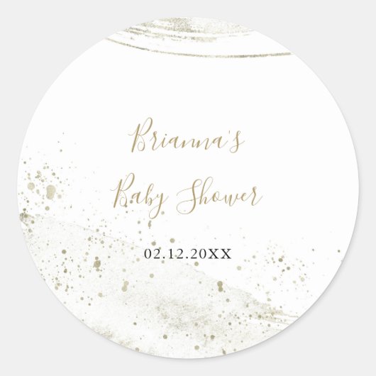 シンプルなゴールドのミニマルなベビーシャワーのお favors ラウンドシール (正面)
