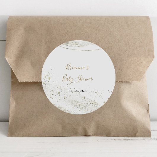 シンプルなゴールドのミニマルなベビーシャワーのお favors ラウンドシール