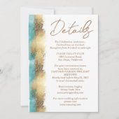 シンプルなゴールドの箔とアクアブルーの枠のミニマリスト 招待状 (正面)