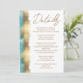 シンプルなゴールドの箔とアクアブルーの枠のミニマリスト 招待状 (スタンド正面)