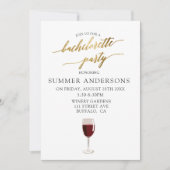 シンプルなゴールドの箔テクスチャー ワインバチェロレッテパーティー 招待状 (正面)